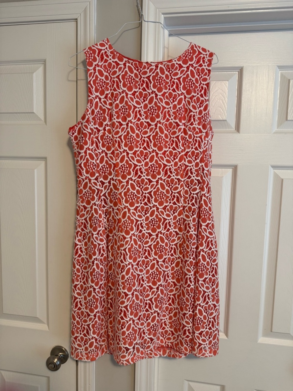 Sleeveless Peach Floral Lace Shift Dress - Classic Women's Dress